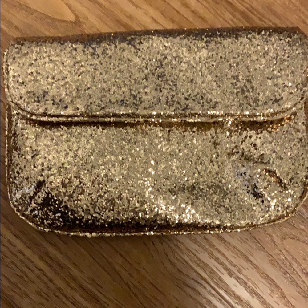 J. Crew Gold Glitter Fold-Over Crossbody